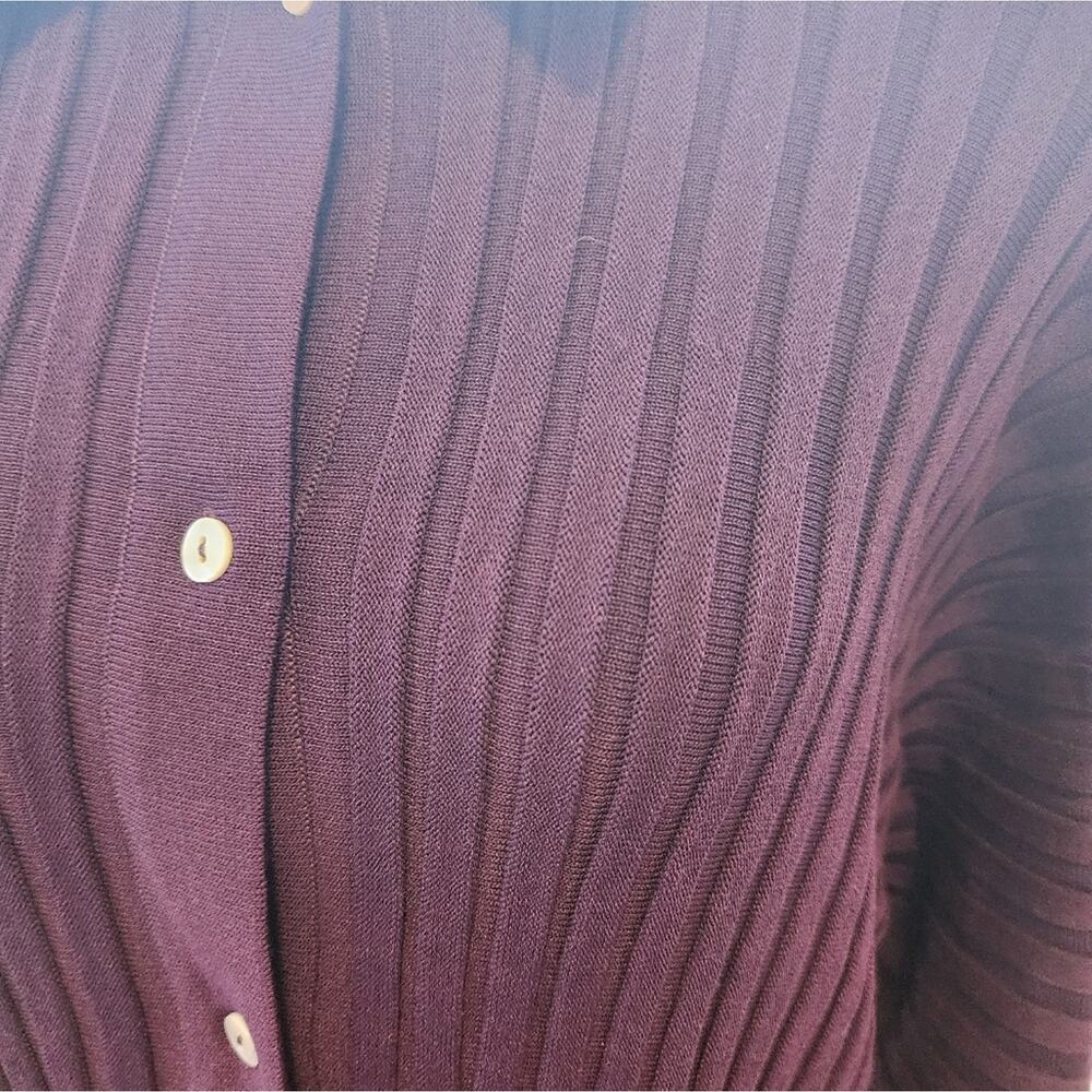Misook Purple Ribbed Button Down Sweater Size Lar… - image 3